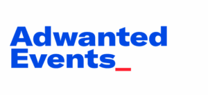 Logo for Adwanted Events from Adwanted Group with "Adwanted Events" in medium blue on two lines with a red line "cursor" at the end