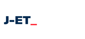 Logo for J-ET from Adwanted Group. "J-ET" is in navy text with a red line "cursor" after the text.